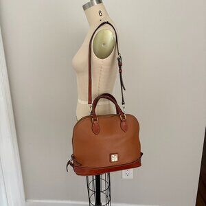 Dooney & Bourke Dome Tan/Brown Satchel Shoulder Bag Cross Body Pebbled Leather